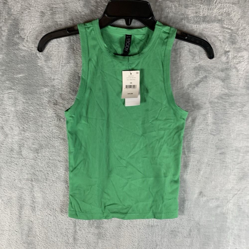Cotton On Body Women's Tank Top Active Rib Green Chili XS Athletic Performance
